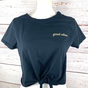 DIP Black Good Vibes Tie Front T Shirt XL